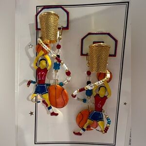 Whimsical Vintage RARE Lunch at the Ritz basketball”HOOPS” earrings